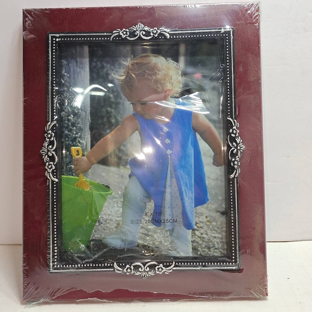 Leberty Wholesale 8x10 Burgundy Black Silver Ornate Scroll Photo Frame LB11052